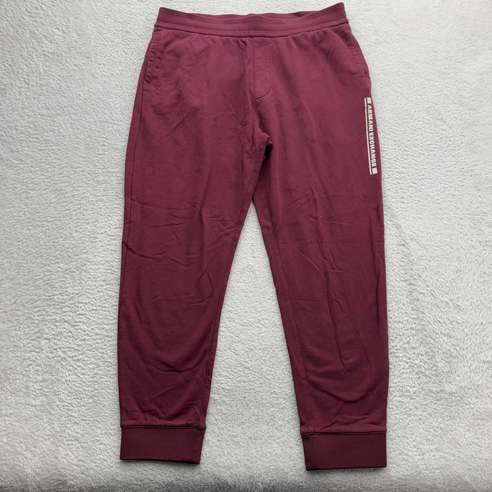 Armani Exchange Mens Burgundy Logo Joggers Sweatpants XM001266 Size L